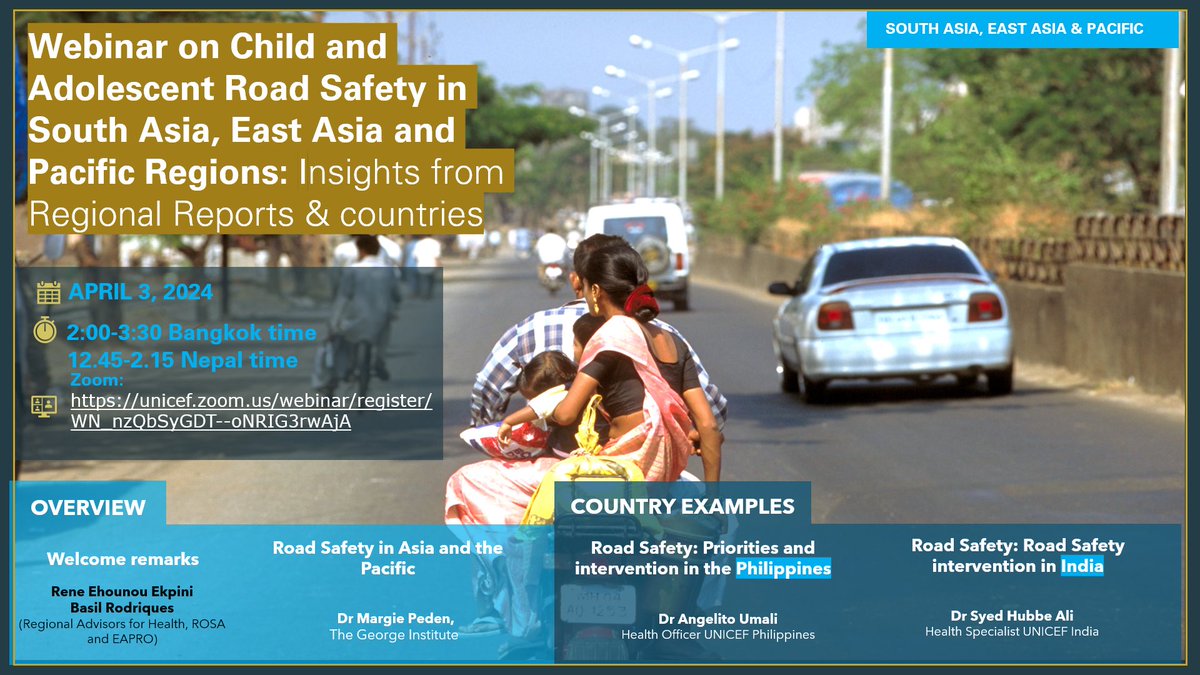 Join us tomorrow 3 April to hear about child injuries in East &South Asia and Pacific countries. Register unicef.zoom.us/webinar/regist…