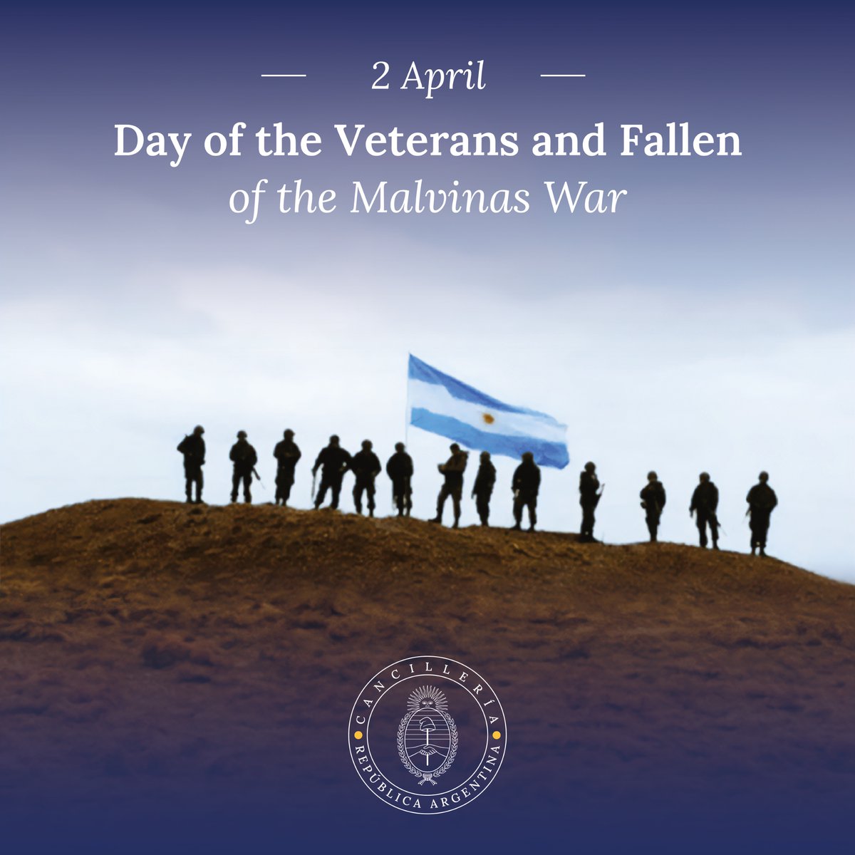 2 April - We commemorate today the Day of Veterans and Fallen of the Malvinas War. The best tribute is to work tirelessly to recover the full exercise of sovereignty over the Islands through peace, dialogue, diplomacy and respect for international law.