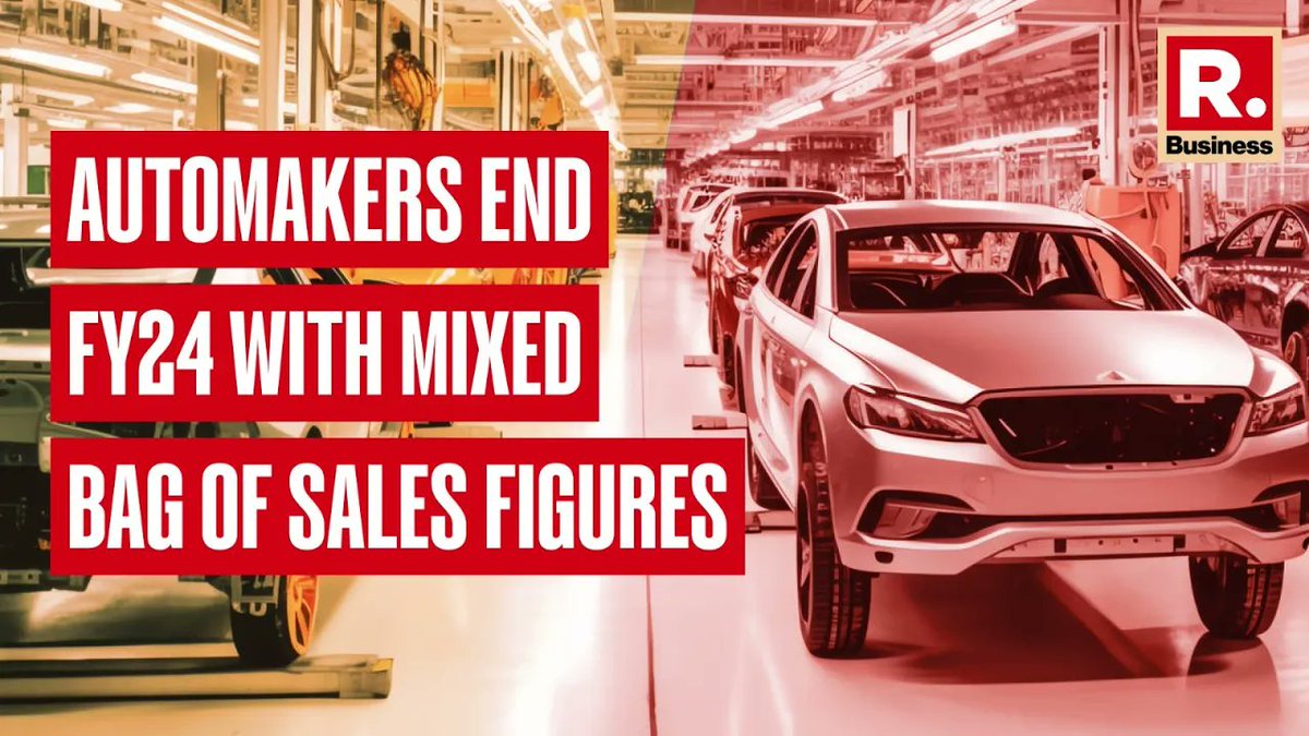 #Watch: Automakers end FY24 with mixed bag of sales figures. Mahindra & Mahindra and Hyundai Motor's India unit reported higher car sales in March and ended fiscal 2024 with record sales figures. 
.
.
.
#Autosales | #RepublicBusiness
Watch: youtu.be/2L4pr3qOG-c