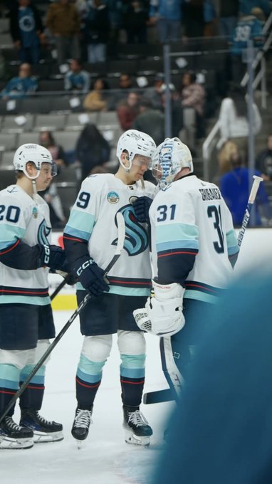 Kraken players bump heads with Grubauer after last night’s win