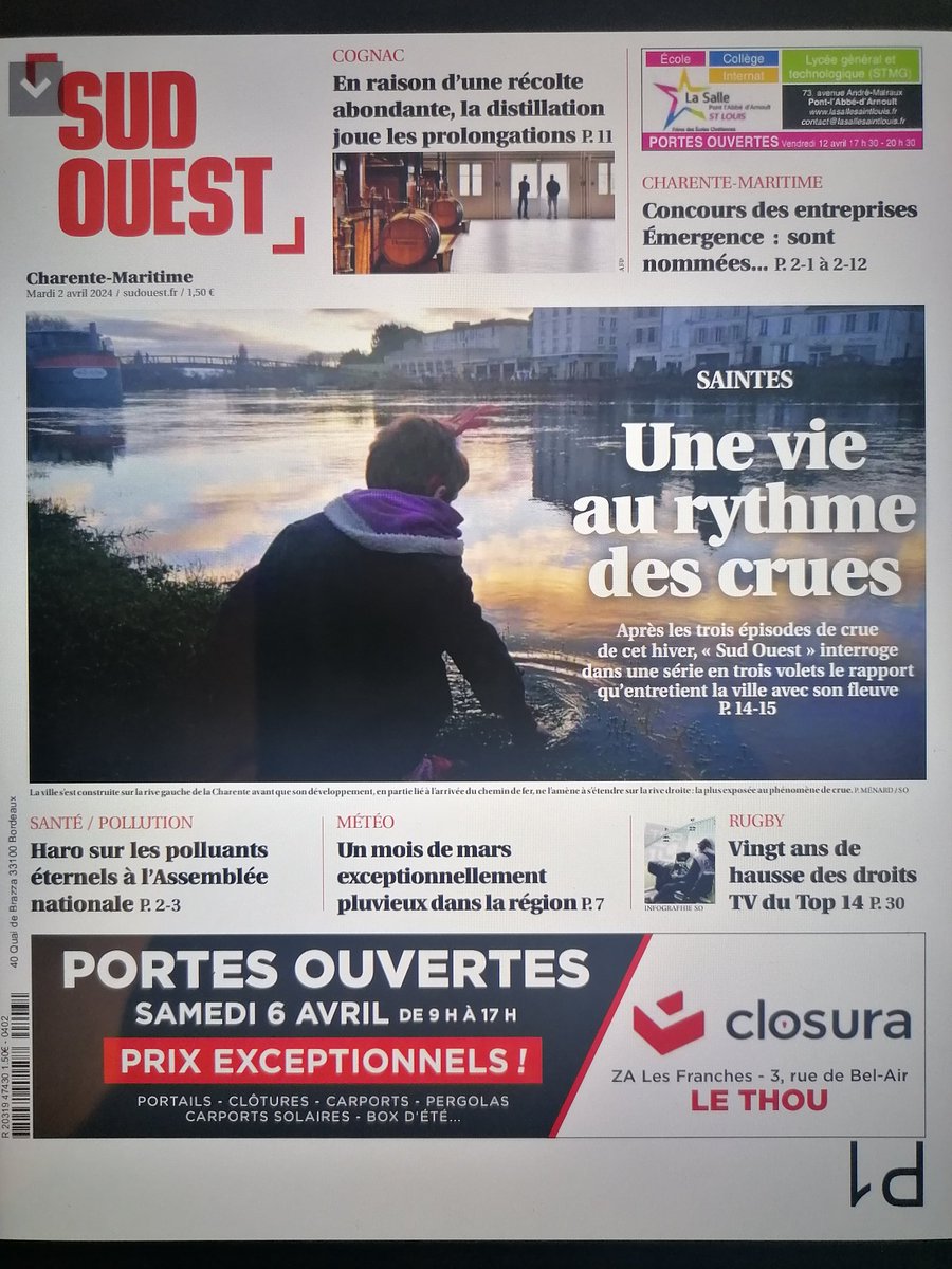 Philippe Ménard (@philmenardso) on Twitter photo À suivre pendant trois jours, notre dossier. Comment #Saintes vit-elle et vivra-t-elle avec les crues de la #Charente ?
Avec un bien bel enfant en Une... <a href="/SO_LaRochelle/">SO_LaRochelle</a> À suivre pendant trois jours, notre dossier. Comment #Saintes vit-elle et vivra-t-elle avec les crues de la #Charente ?
Avec un bien bel enfant en Une... <a href="/SO_LaRochelle/">SO_LaRochelle</a>