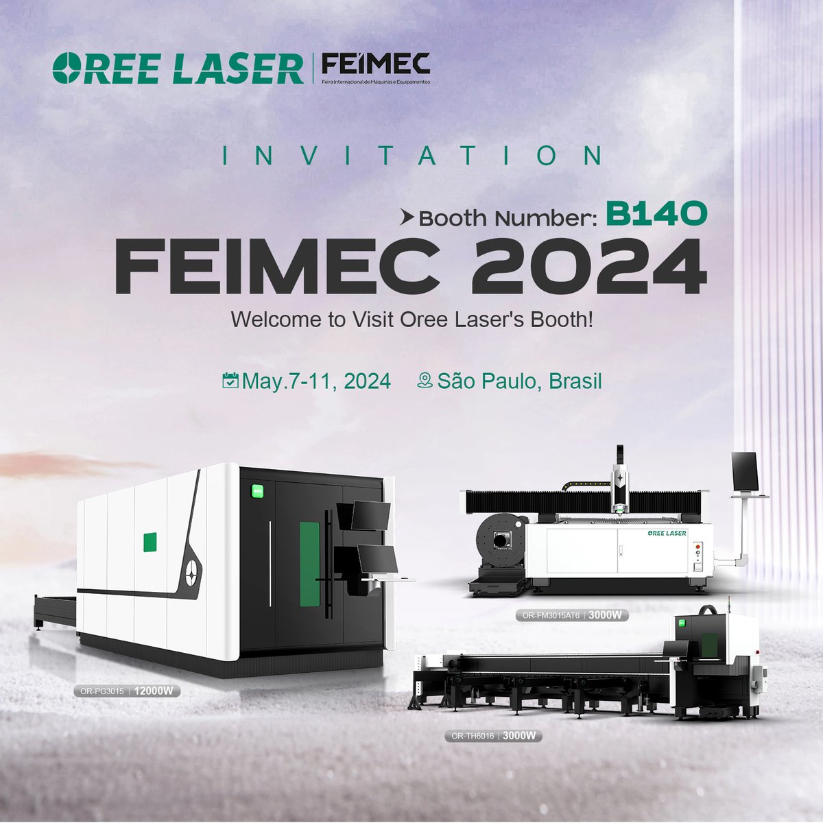 OreeLaser's tweet image. 🔥 FEIMEC 2024 is almost here! 🚀 Explore Oree Laser&apos;s cutting-edge model machine at Booth B140 in Sao Paulo, Brazil🇧🇷 from May 7-11, 2024. Get ready to be amazed!

Learn more: oreelaser.com/exhibition_vie…

#FEIMEC2024 #OreeLaser  #TechInnovation #lasertech #fiberlasercuttingmachine