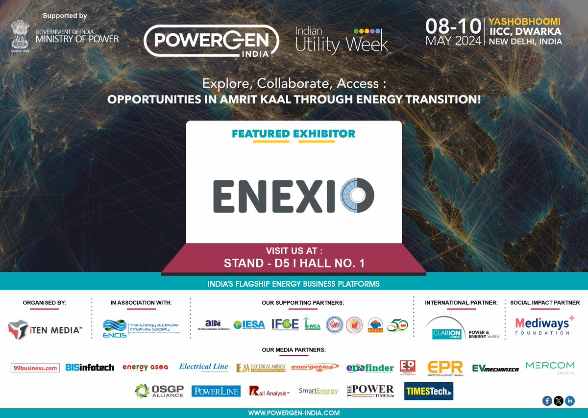 Delighted to announce 'Enexio Power Cooling Solution India Pvt. Ltd' as our 'Featured Exhibitor' at @PowerGenIndia & @IndianUtilityWk 8-10 May 24, Yashobhoomi, IICC Dwarka, Delhi! 👉09990401916 | hansika@itenmedia.in #powergeneration #utilities #powerdistribution #PGIndia #iuw