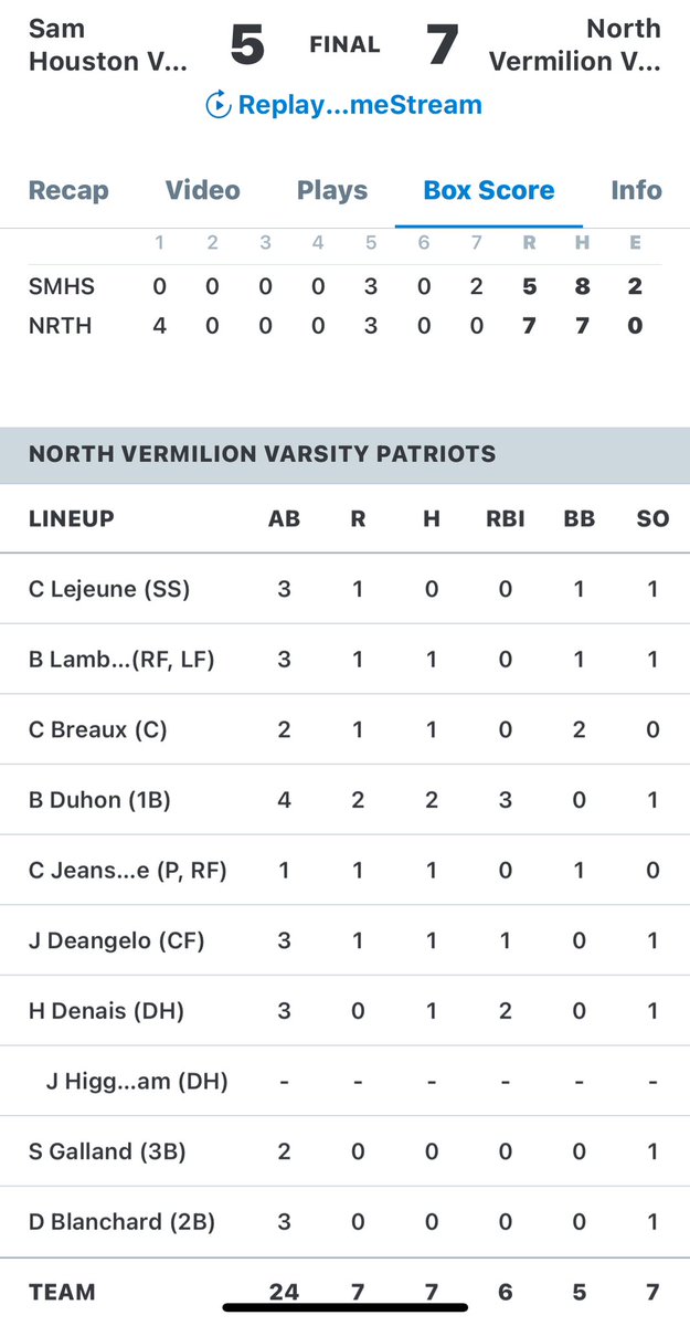 Patriot Baseball tweet media