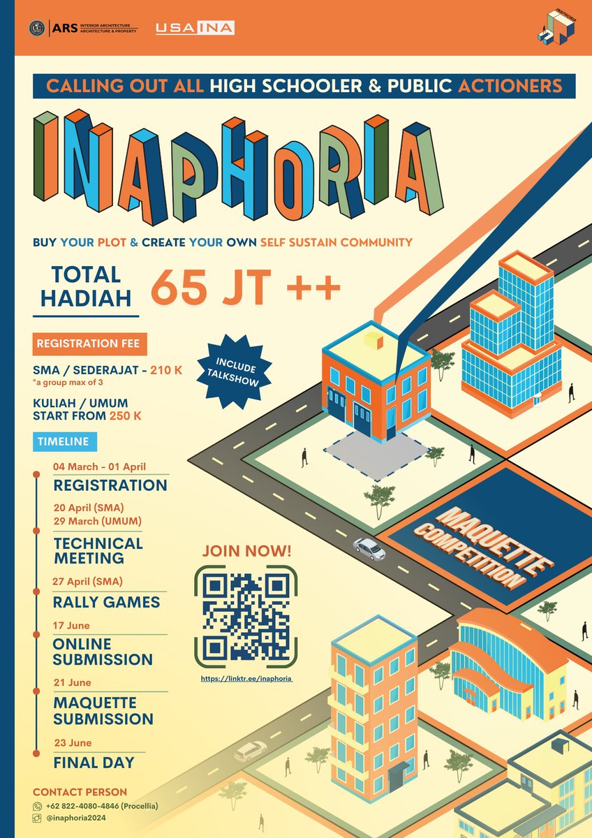 inaphoria's tweet photo. 🌟Are You ready To be a Winner??!

Haloo semua!! Ada lomba Arsitektur? 🫣👋🏻

✨INAPHORIA ⤵️
Festival Arsitektur yang diselenggarakan oleh SU INA Universitas Ciputra. Festival ini merupakan pameran karya arsitektur, talkshow, workshop, dan lomba maket mulai jenjang SMA hingga UMUM https://t.co/TRJKhiDben