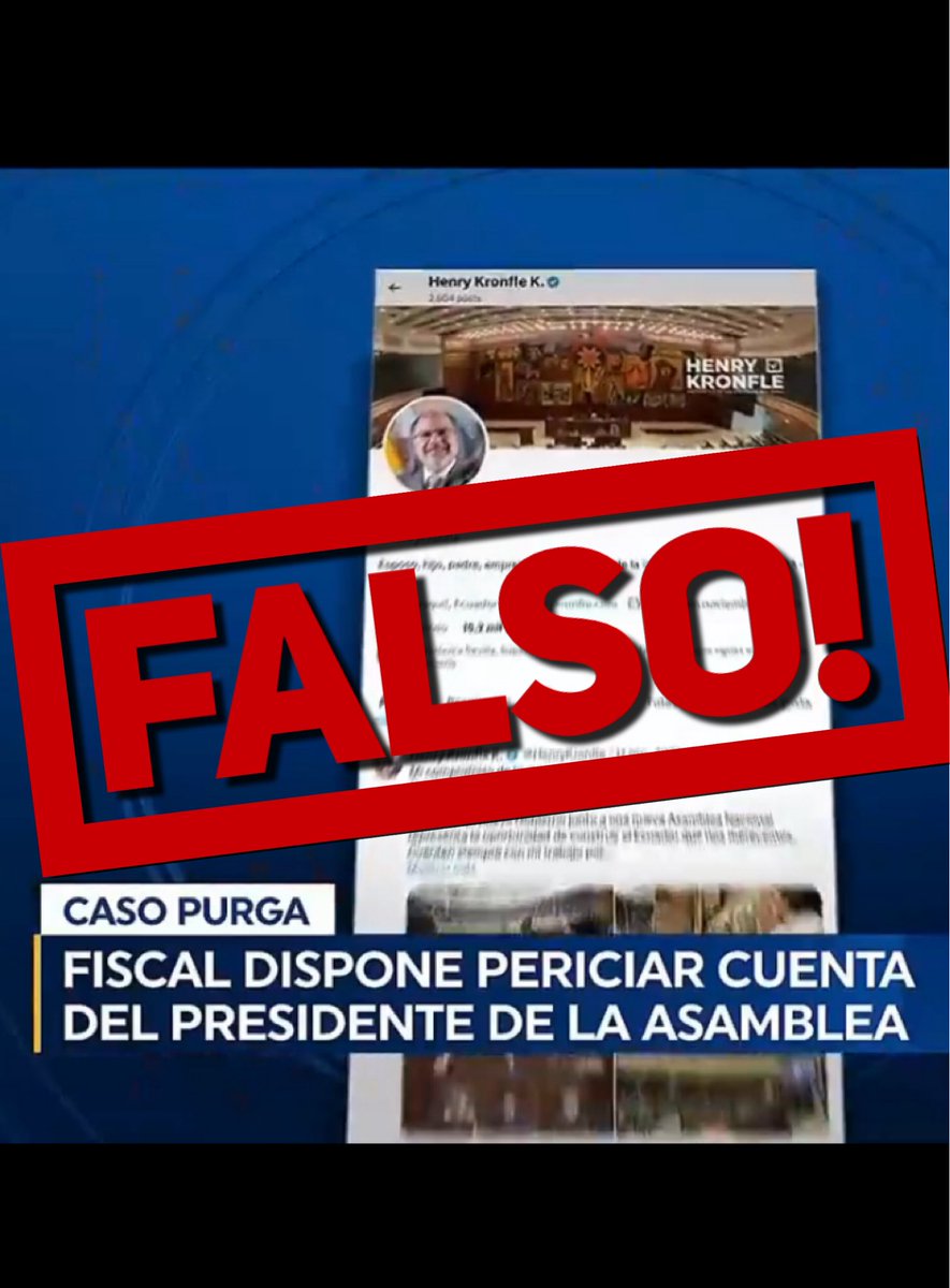 HenryKronfle's tweet photo. ¡Basta de Mentiras!

La propia @FiscaliaEcuador DESMIENTE
publicación de la nota presentada en
Ecuavisa. https://t.co/mxic8GFRD4
