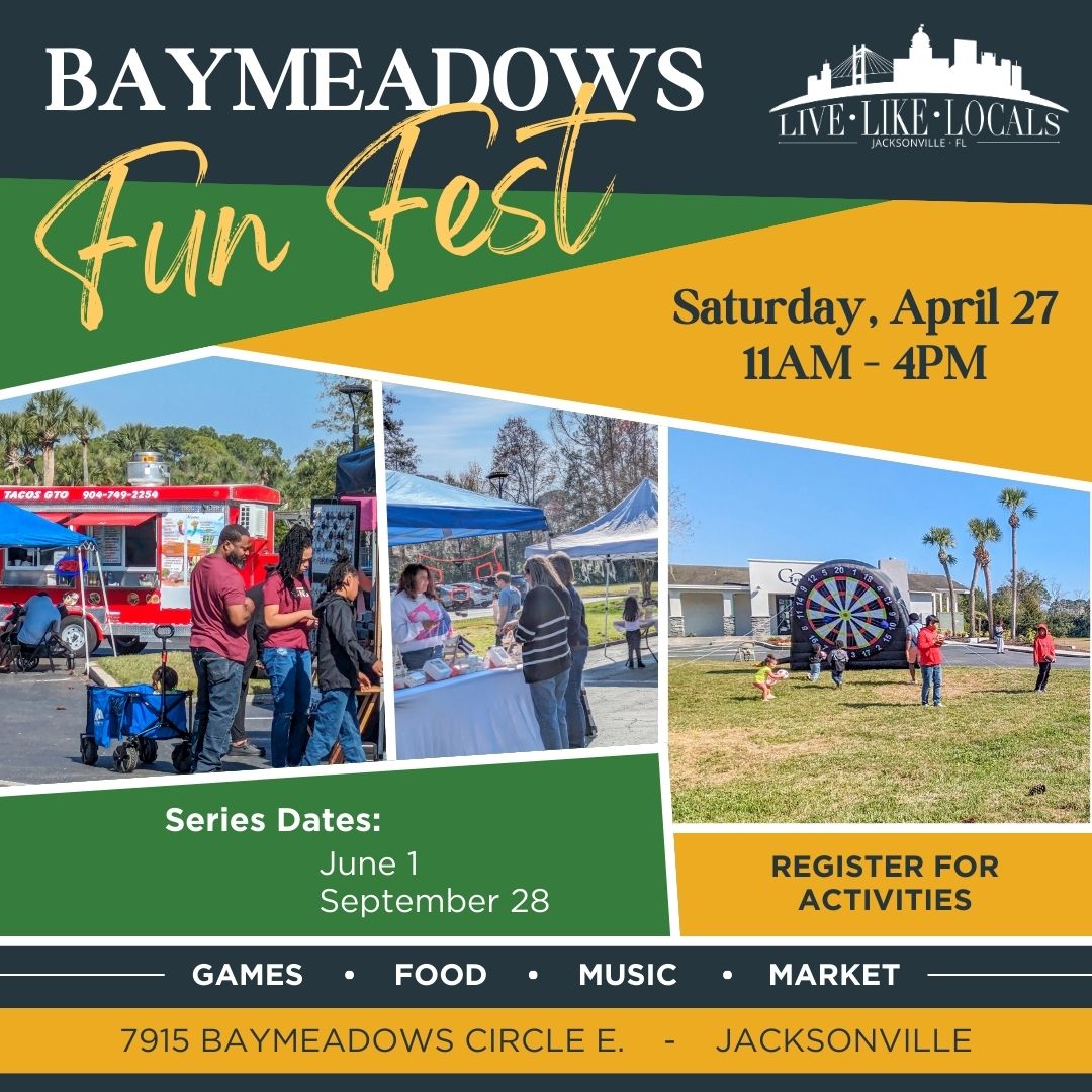 LiveLikeLocals2's tweet image. Save the date. This will be a big family day to come out and have a great time, plenty of family games, food, a market, music and so much more. 
Join us on April 27th! 
#Jacksonville #market #family #fun #Baymeadows