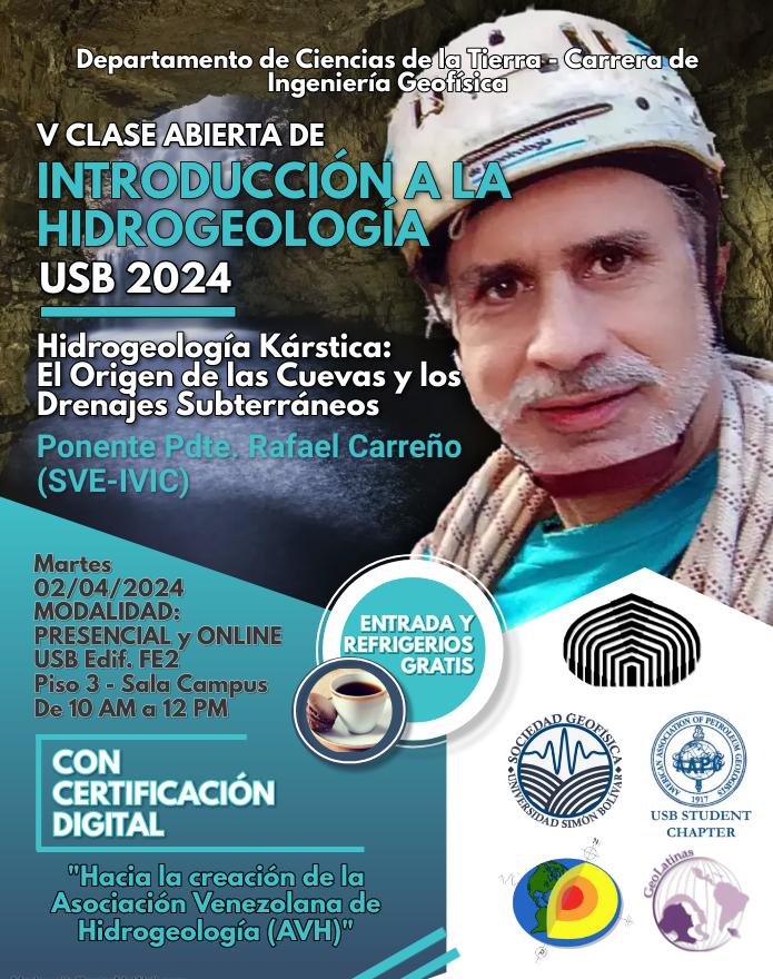 meet.google.com/agp-tqxm-qeq. La misma se llevará a cabo el día *martes 02 de abril* (Semana 11) de 10 am a 12 pm, en el huso horario GMT-4 de Venezuela. @GeoLatinas
@Alumn_USB @campusb @CEIG_USB @capituloaapgusb @SGeoUsb @SocVzlnaEspeleo @IVIC_oficial