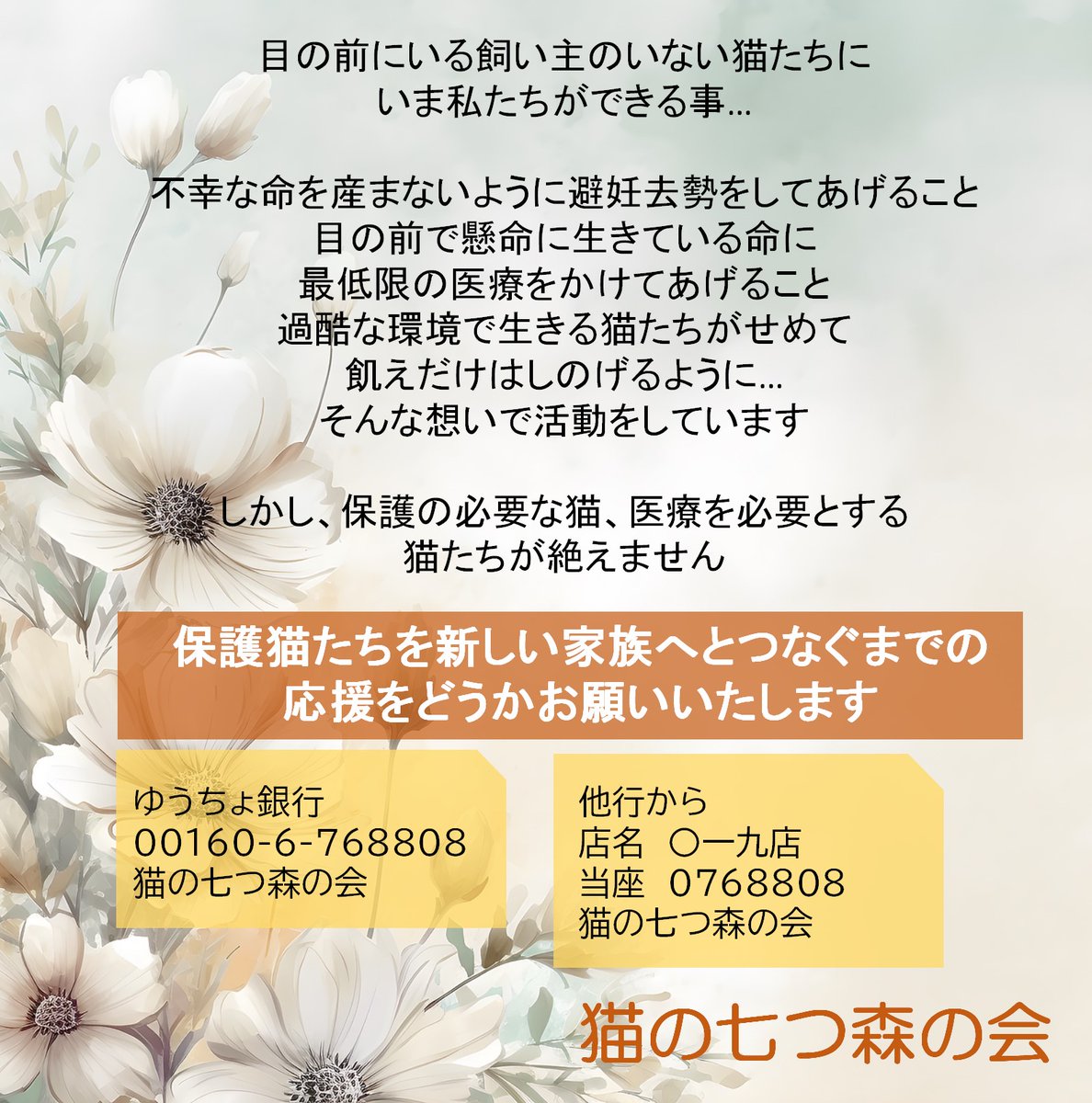 🐱猫の七つ森の会😺ご支援のお願い 北多摩地域で地域猫保護猫活動をしています。高齢の餌やりさんが施設に入り、現在約２９匹位の猫の世話をしています。毎日大量の猫ご飯がなくなります。😿 ご無理のない範囲で応援頂けると幸いです。🙇amazon.jp/hz/wishlist/ls…