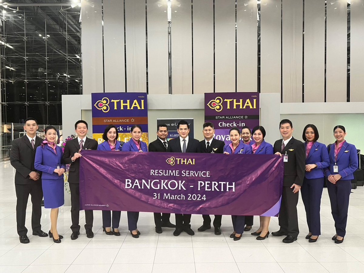 On March 31, 2024, TG481 departed from Suvarnabhumi Airport en route to Perth, Australia. Thai Airways expressing gratitude to all passengers who joined us on the journey aboard the Boeing 787-8 Dreamliner. #thaiairways #Perth #FlyTHAItoPerth #iflythai #smoothassilk…