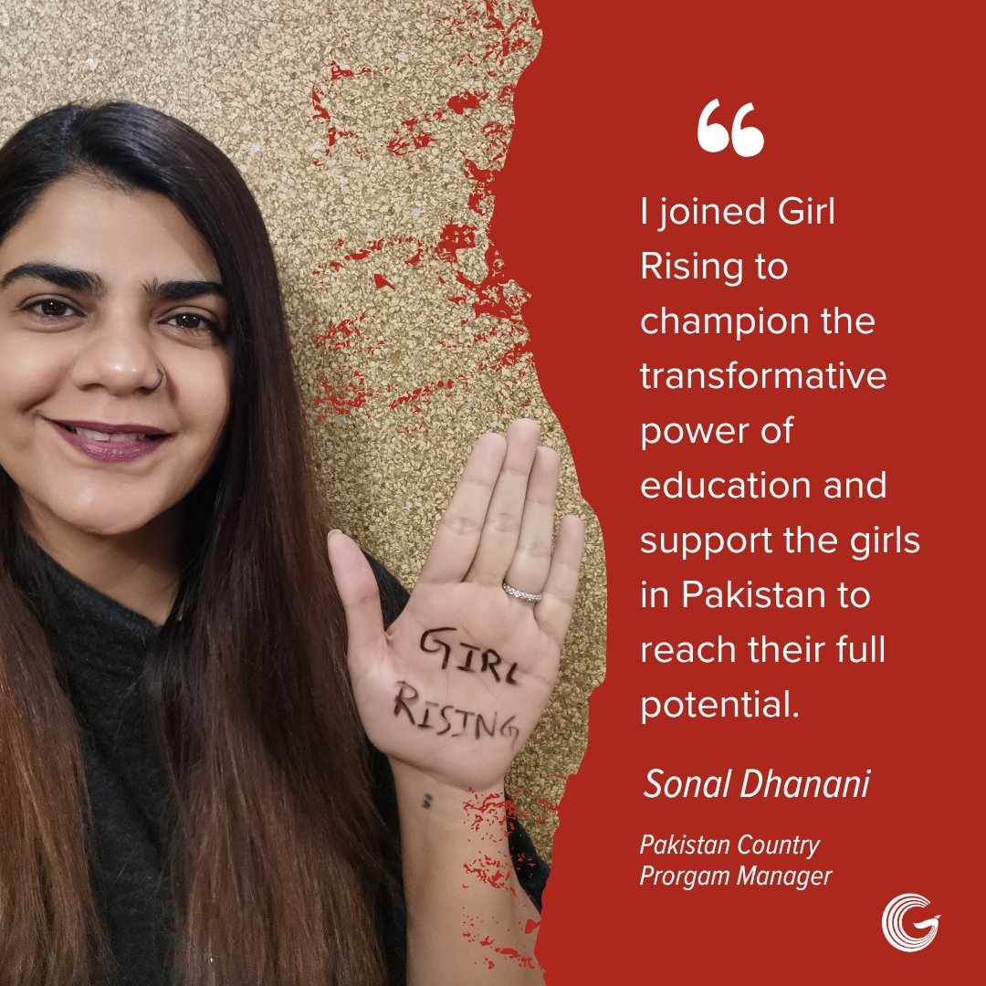 Meet Sonal Dhanani, the newest addition to Girl Rising's team as #Pakistan Country Manager! Sonal has more than 12 years of experience working to promote #HumanRights, #Peacebuilding, and #GenderEquality. Join us in celebrating Sonal in the comments below! 🌟