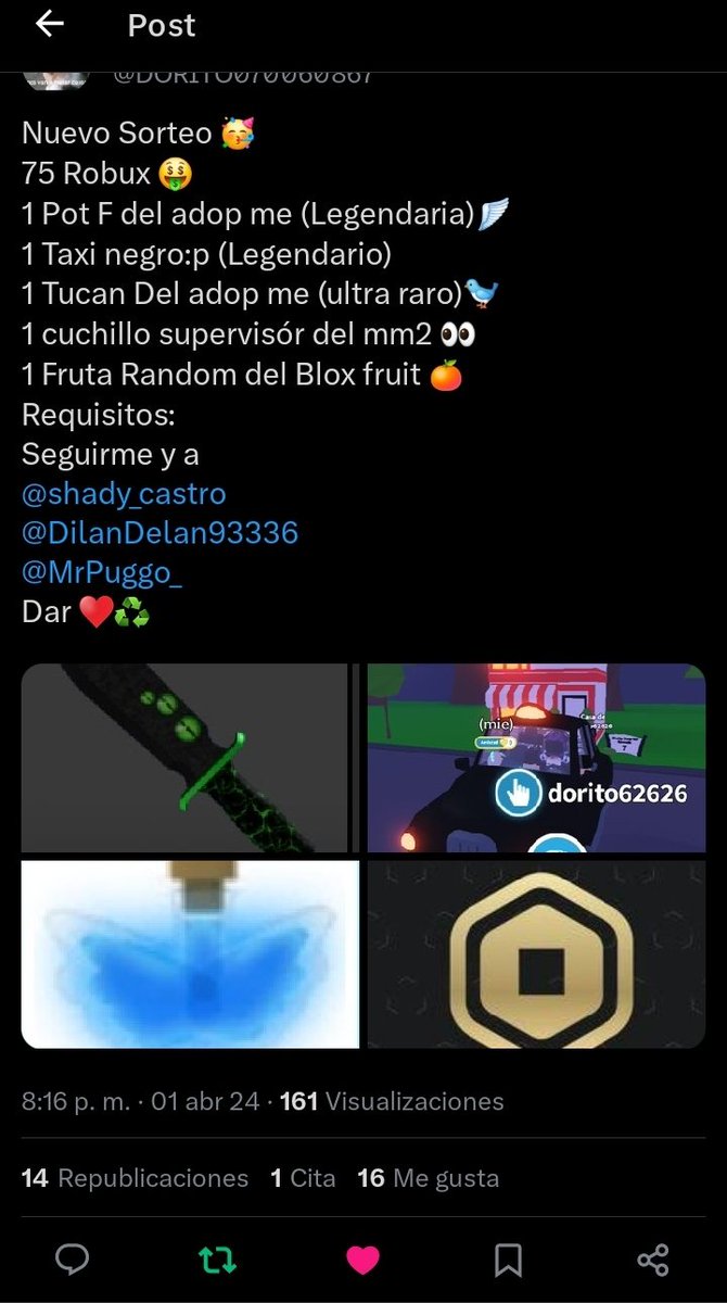 F4_OP6's tweet photo. @DORITO070060867 @shady_castro @DilanDelan93336 @MrPuggo_ Listo (Quiero los robux) https://t.co/ItWOoYhkxn