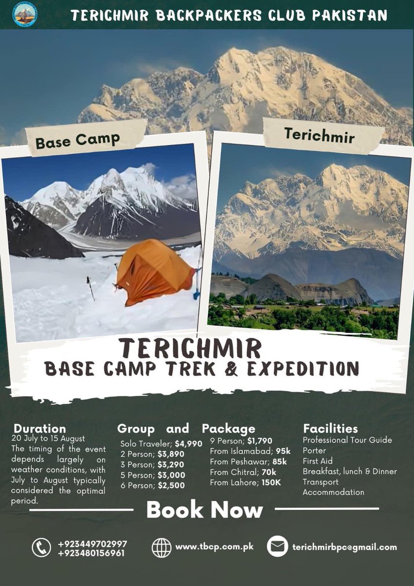 terichmirbpc's tweet photo. TerichMir Base Camp Trek &amp; Expedition.

Book your adventure now!

For bookings and inquiries, please contact us at:

Call: 03480156961
WhatsApp: 03449702997
Website: https://t.co/nZSYuJxk9h https://t.co/f26QmP8v6n