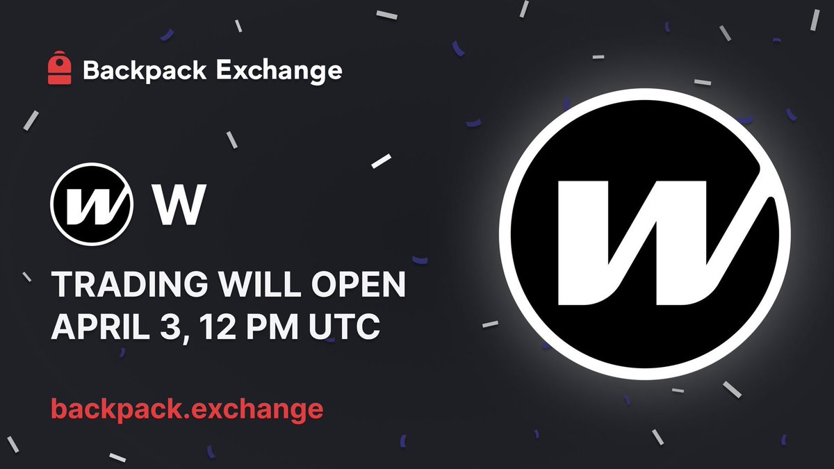 Backpack_VN's tweet photo. $W là token quản trị của @Wormhole và sẽ ra mắt vào ngày 3 tháng 4.

Vào 18:30 giờ VN, bạn có thể nhận phân bổ $W thông qua banner trong ví của mình.

Vào lúc 19:00 giờ VN, bạn có thể giao dịch $W với mức phí thấp và tính thanh khoản cao trên https://t.co/pB4wXULbxy 🎒