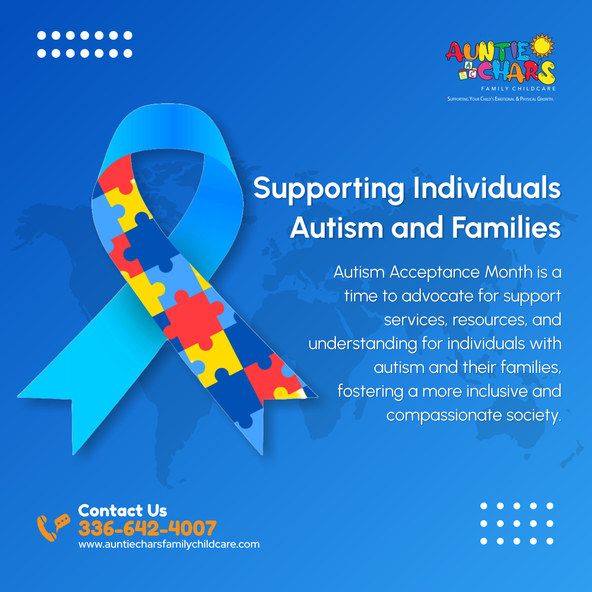 Auntie_Chars's tweet photo. Let's support individuals with autism and their families this Autism Acceptance Month. Together, we can create a more inclusive world that embraces neurodiversity with empathy, compassion, and acceptance. 

#AutismSupport #NeurodiversityInclusion #AcceptanceForAll https://t.co/KFSDZ6YD9S
