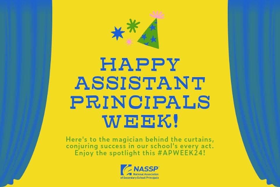 Happy Assistant Principal’s Week to Mrs. Story, Dr. Soto, Mr. Lindsey, Mr. Dack, Ms. Fry, and Mr. Grays!