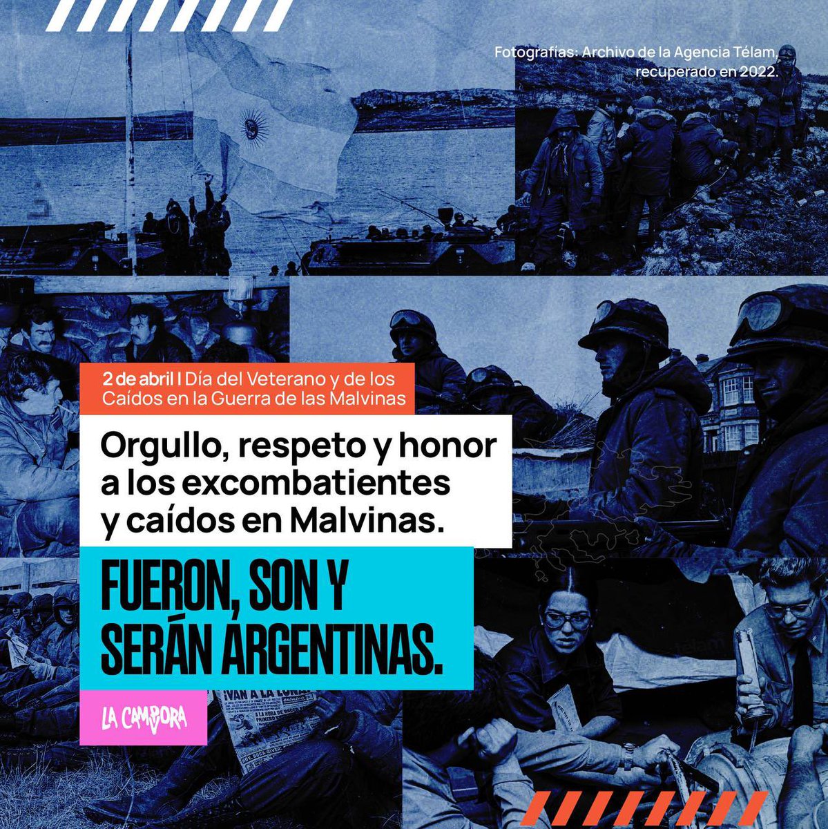 la_campora's tweet photo. 🗓️ 42 años • Día del Veterano y de los Caídos en la Guerra de las Malvinas.

» Fueron, son y serán argentinas 🇦🇷 https://t.co/SnsKEcRVq5