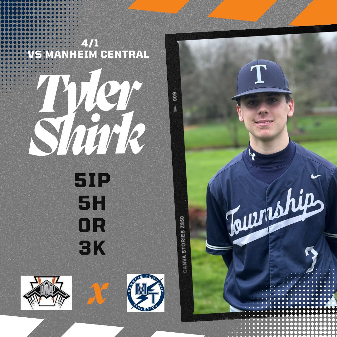 KSBombers's tweet photo. 2026 RHP Tyler Shirk dazzled in his first career varsity start for Manheim Township, scattering 5 hits over 5 shutout innings against Manheim Central. #rollstate 💣⚾️ https://t.co/0F5BuFVoVF