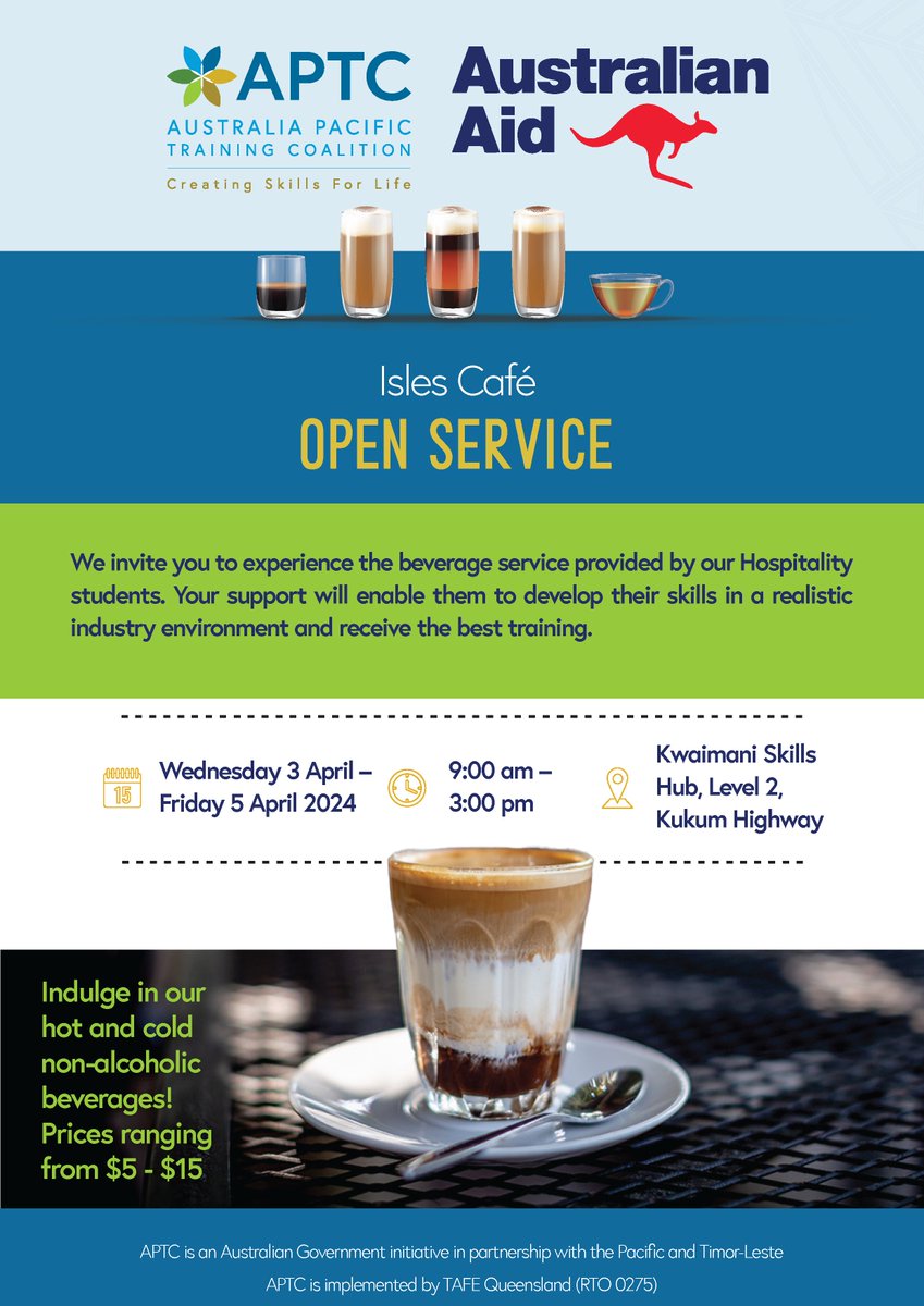 Isles Café Open Service is back this week! 🇸🇧 🍵 Sip on our delightful, handcrafted drinks and create memories over a cup of goodness! ☕ Bring your friends & family, and immerse yourselves in the vibrant Hapi Isles spirit! 🍹See you soon! #CreatingSkillsforLife #APTC #IslesCafe