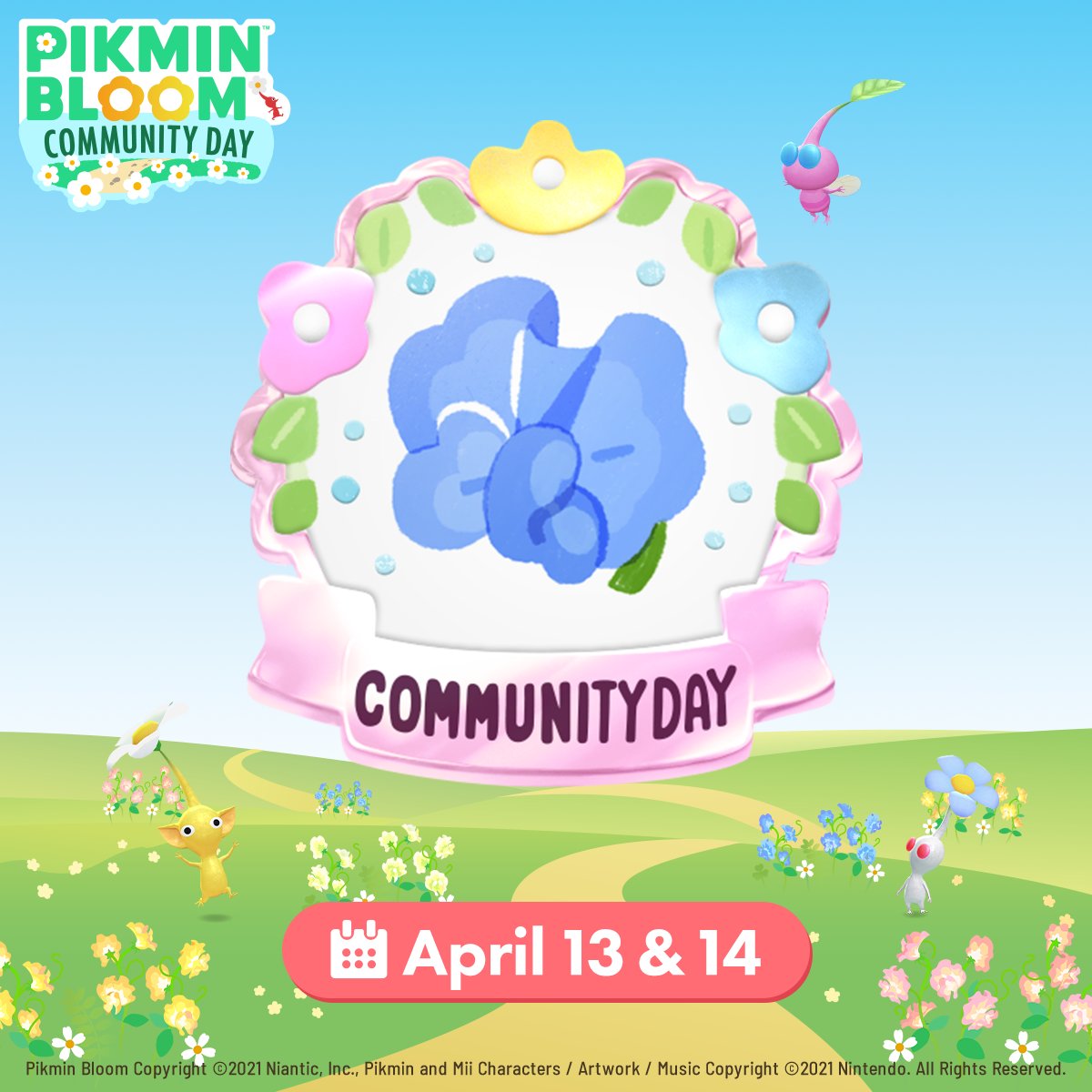 #CommunityDay will be held on April 13th and 14th 💐✨ Your next #10KWalkWithPikmin is a great opportunity to look for seasonal treasures while venturing outside, as the weather is a bit milder this time of the year in many regions around the world 🌸 pikminbloom.com/news/april24-c…
