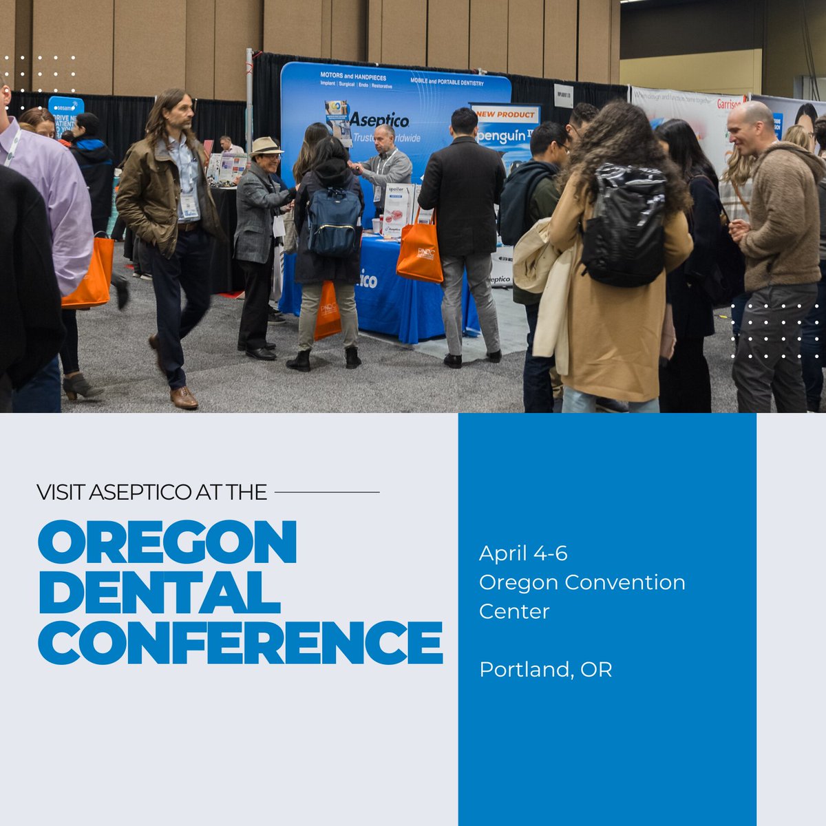 Aseptico will be at the Oregon Dental Conference from April 4-6! Check out our dental motors, handpieces, portable equipment, and more! #ODC2024