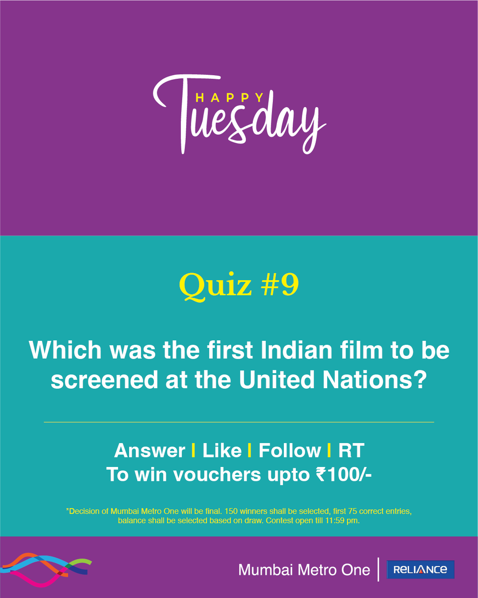 Mumbai, considered the heart of Indian cinema is home to the largest film industry - Bollywood. Here’s your question for the 9th edition of #HappyTuesday! Answer, Like, Follow & Share (all compulsory) and get a chance to win. #contestalert #giveaways #voucher #mumbaimetro