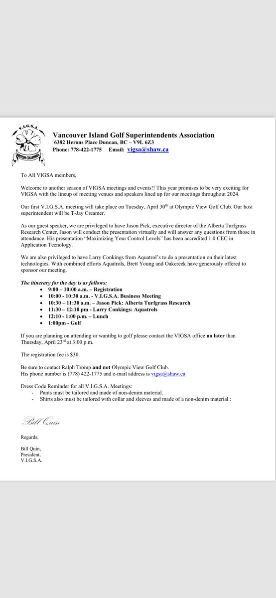 Our first meeting of the year upcoming at <a href="/OlympicViewGolf/">Olympic View Golf</a> <a href="/TJayC17/">T-Jay Creamer</a> . Don’t wait on signing yourself or crew members up for what will be a great learning opportunity with guest speakers Jason Pick and Larry Conkings!
