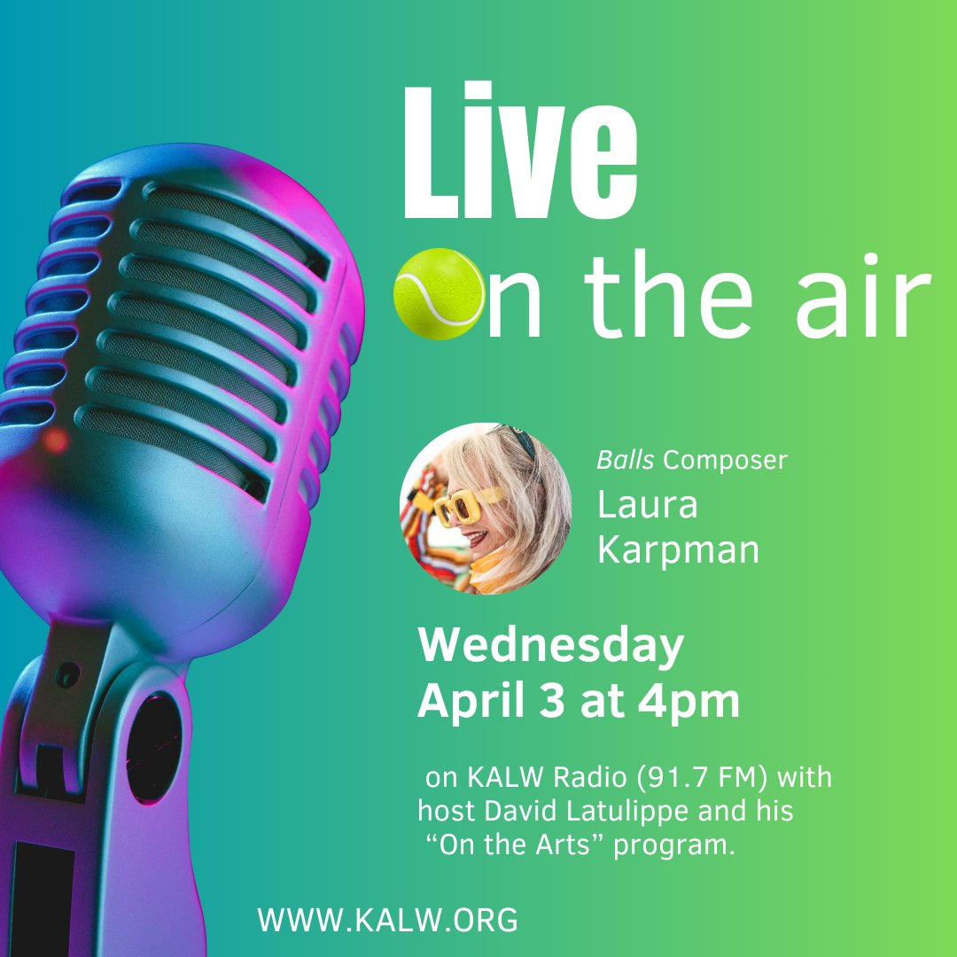 Laura Karpman <a href="/Laura_Karpman/">Laura Karpman</a>, the 2024 Oscar Nominated, and five time Emmy winning composer of "Balls," will be featured in a live interview on Wednesday, April 3 at 4pm on <a href="/KALW/">KALW</a> (91.7 FM) with host David Latulippe and his “On the Arts” program. ⁠
