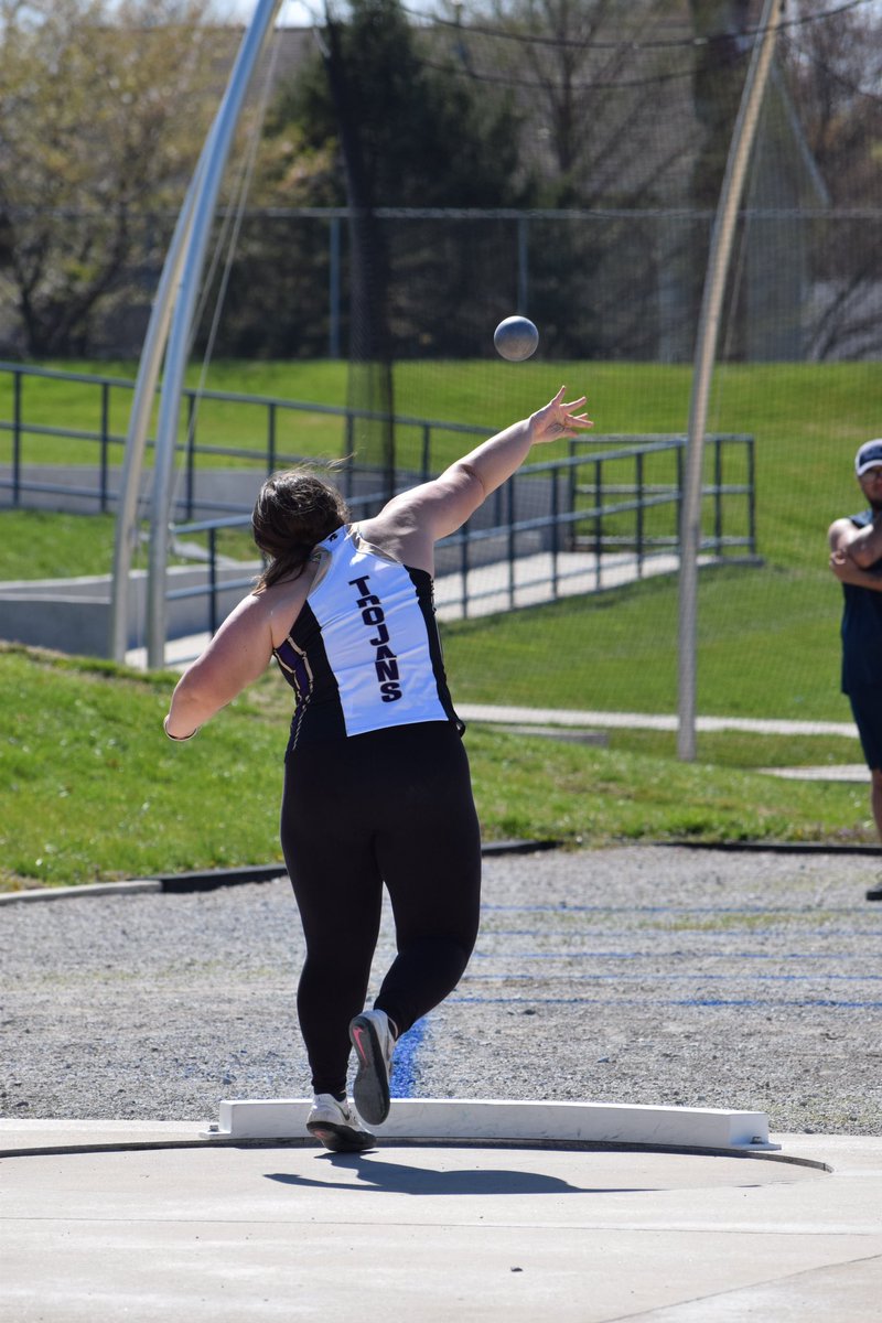 Celebratory hugs for Bella Skibinski as she overcomes the 10m barrier throwing a PR of 10.32m!