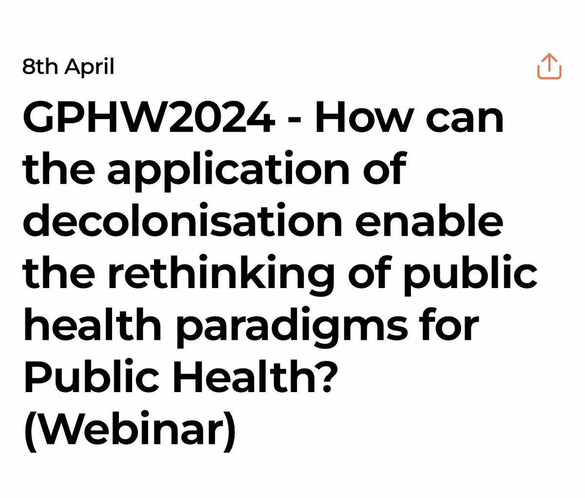 WEBINAR for Global Public Health Week ‘Decolonization and Public Health 2024’. Panelists: Emma Rawson-Te Patu, Lwando Maki & Kelli Owen. 08 April, 8:00pm- 9:30pm AEST. Registration is free - events.humanitix.com/how-can-the-ap…. #GPHW #GPHW2024 #PublicHealth #HealthforAll