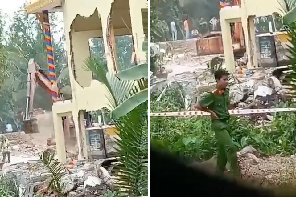 Vietnam demolishes a lecture hall linked to Khmer Krom pagoda 👉 rfa.org/english/news/v… --- #RFAKhmer #Cambodia #Vietnam #DemolishLectureHall #DestroyReligiousBuildings #KhmerKrom #KampucheaKrom #KKF #IndigenousRights #HumanRights #UN #KhmerKromActivists