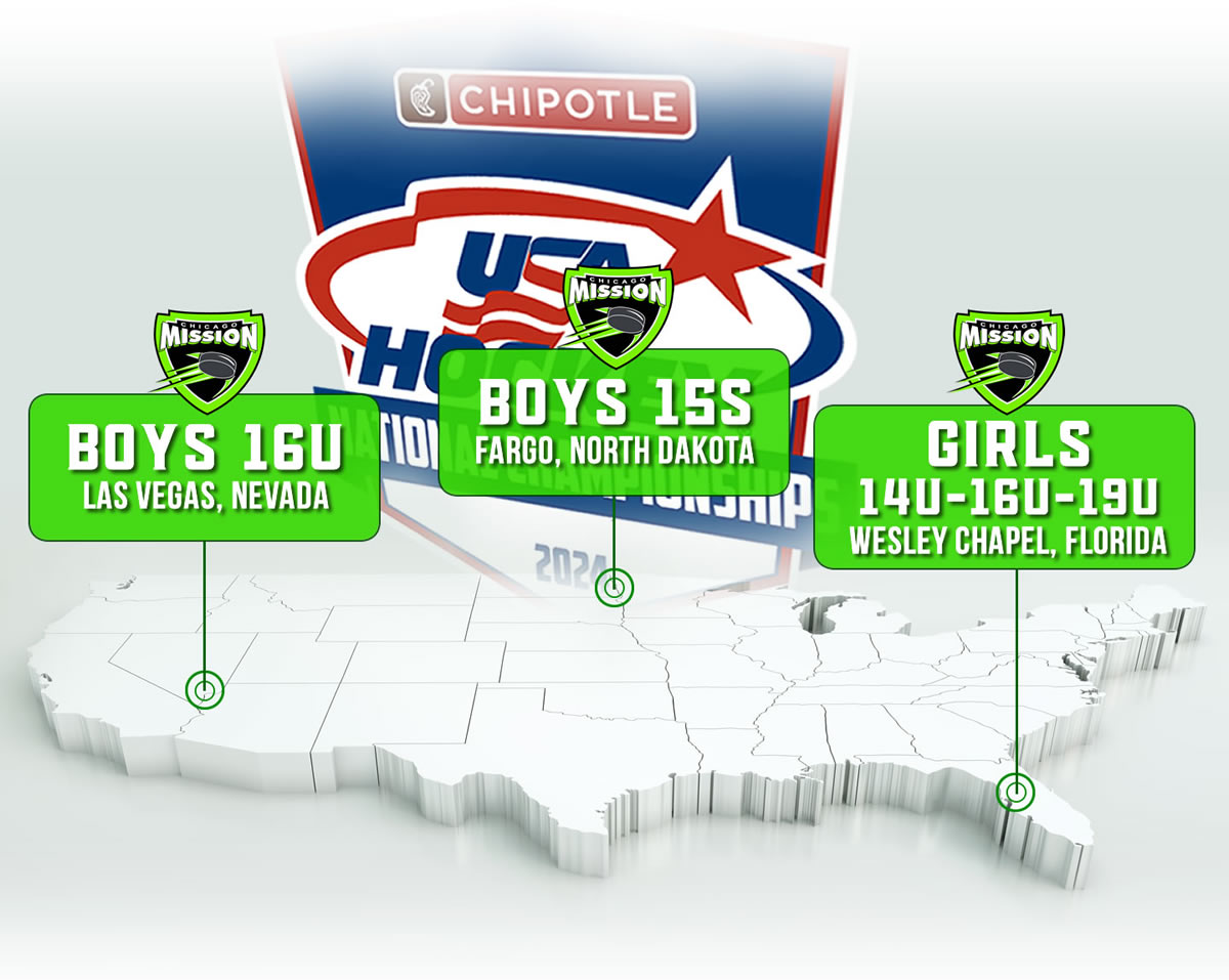 LET’S GO MISSION!!!
We are set to drop the puck at the USA Hockey AAA Tier I Nationals.
Follow all the action at chicagomission.com
#USAHNationals