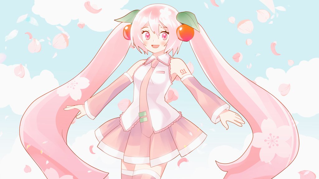 初音ミク ,桜ミク 「桜ミクさん 」|milktea＋のイラスト