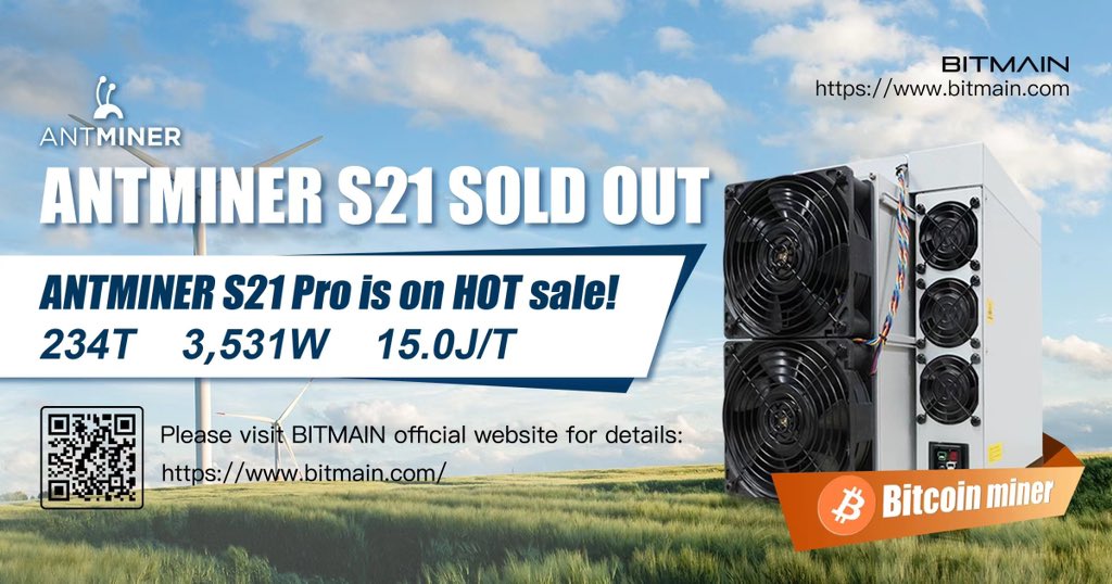 📣ANTMINER S21 SOLD OUT ⬇️ANTMINER S21 Pro will go on sale at 8:00(EST) on the 2nd, please purchase through our official website