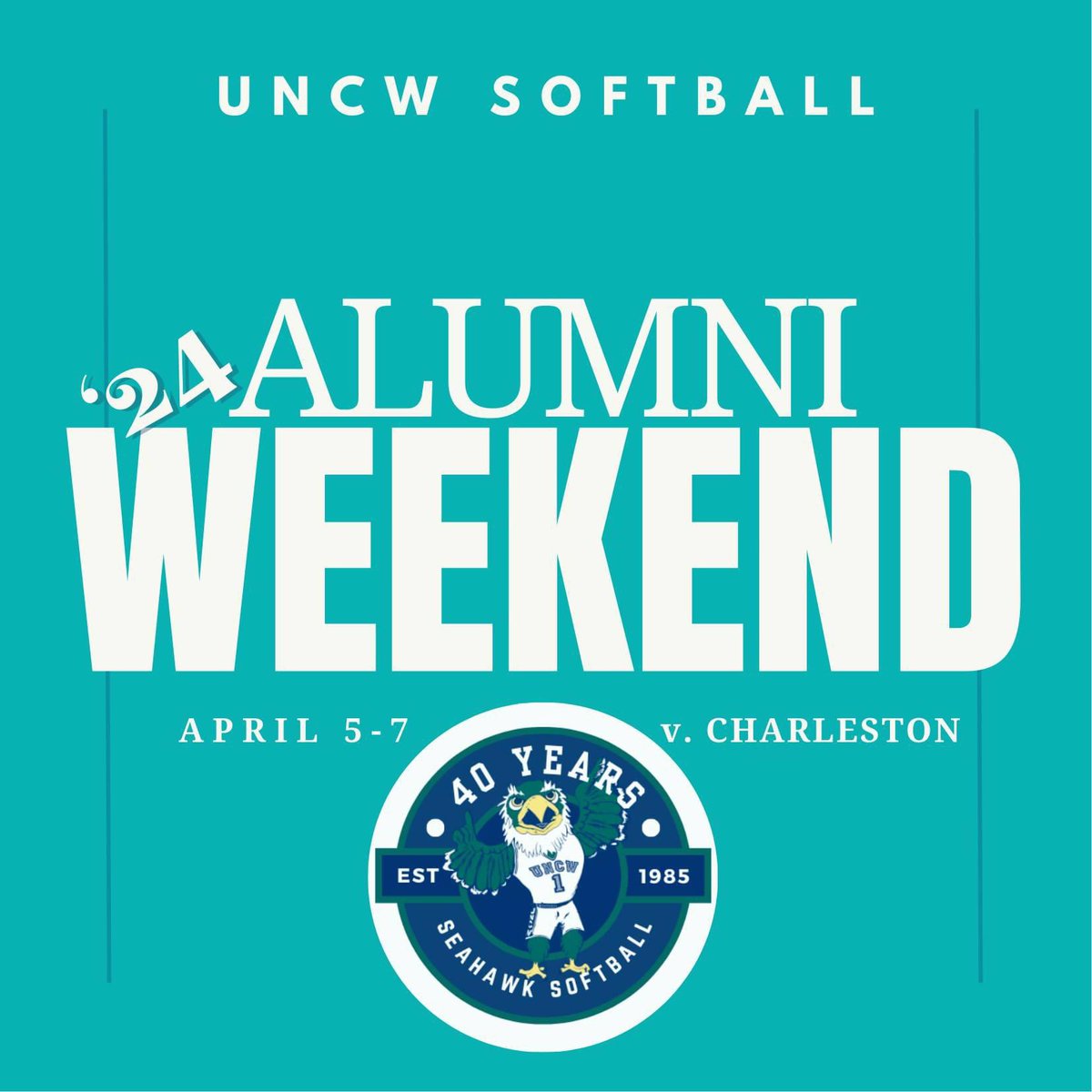 UNCWsoftball's tweet photo. 🚨 Calling all Softball Alums!! 🚨 

Alumni Weekend is almost here!! We can’t wait to celebrate 40 years of fastpitch at UNCW and we hope you can join us this weekend April 5th-7th! 

Please follow this link and fill out the form to RSVP- https://t.co/xEETqvDJDK https://t.co/5LBw7R8PWp