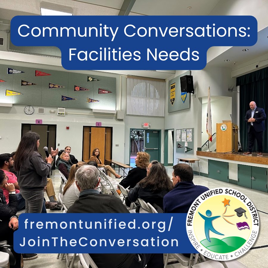As we collect input from the #FremontUnified community on the facilities our students, teachers, and families need to thrive, we want to hear from YOU! See the survey (open through 4/7!), recording & presentation from last week's Community Conversations: fremontunified.org/news/2024-03-c…