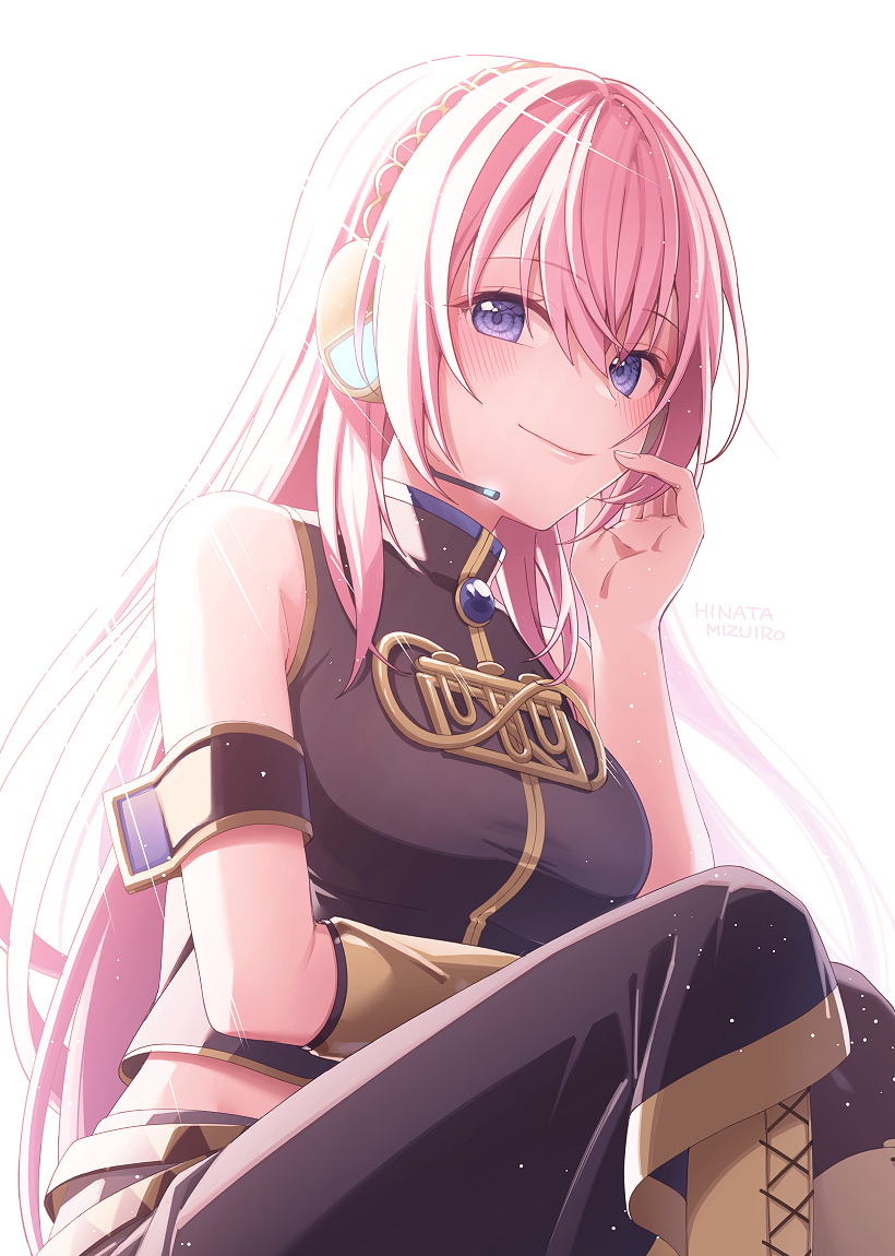 megurine luka 1girl solo long hair breasts looking at viewer blush smile  illustration images