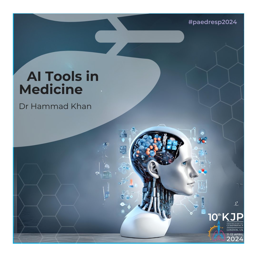 Looking at Today's Trends, Tomorrow's Opportunities, we are fortunate to have @Drhammadkhan from @EvelinaLondon joining us to explore what AI tools are available for medicine and how we might use them! 🤖🏥 #paedresp2024 #ArtificialIntelligence