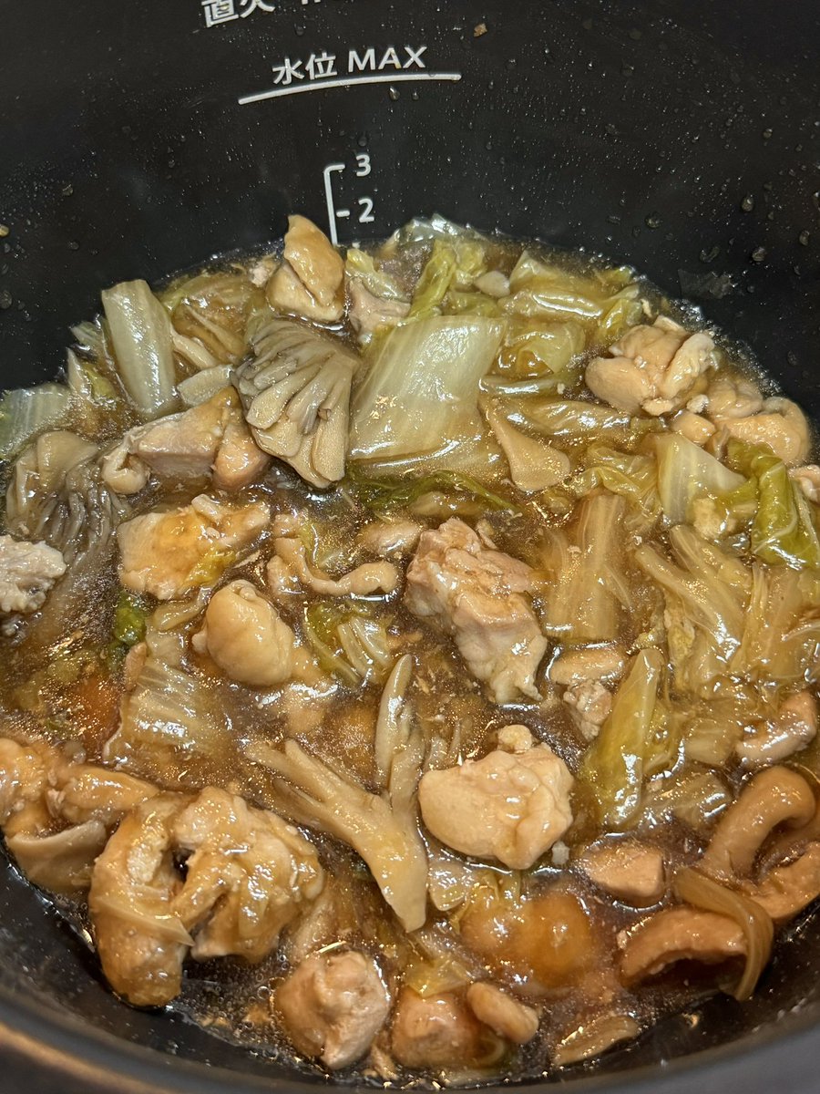 ホットクック シンプルに醤油と酒だけの味付けであんかけ煮を作ってみ