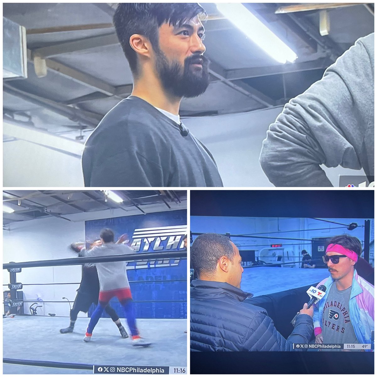 What an absolute treat to see a segment on @thecatchpoint with familiar faces & training wrestlers on @NBCPhiladelphia tonight! ✨#Philly #WrestleMania