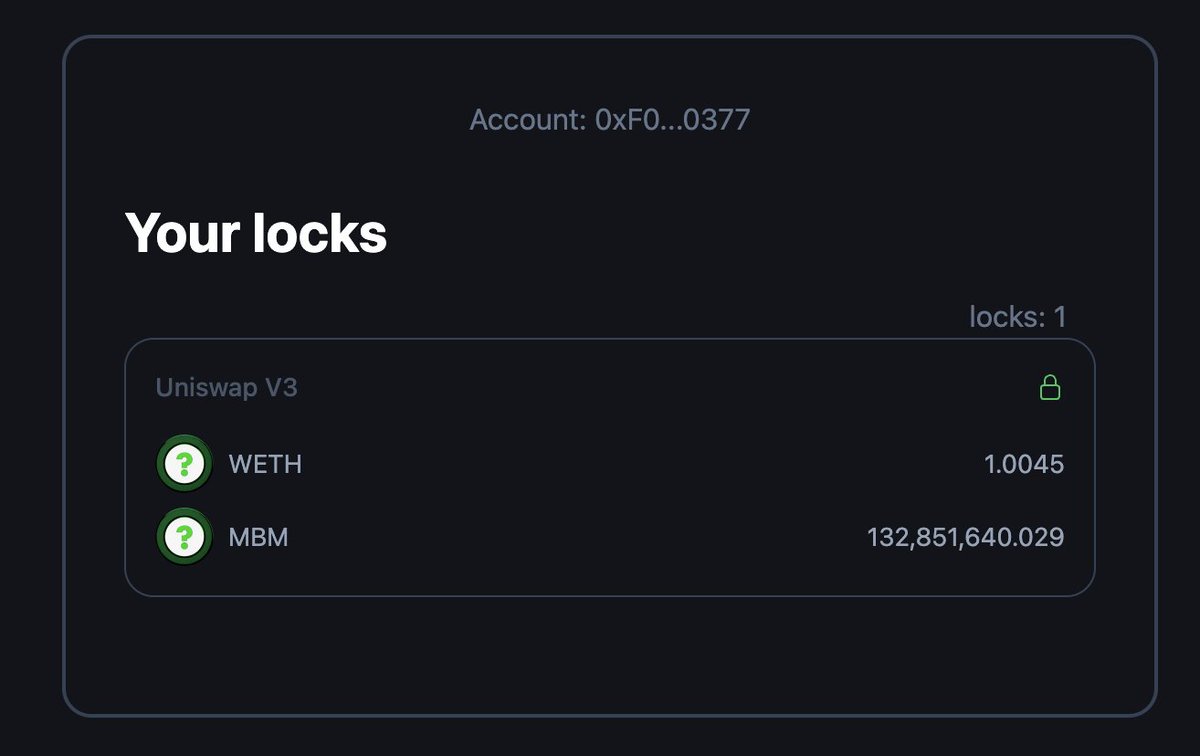 moonbasemonkeys's tweet photo. $MBM LP HAS BEEN OFFICIALLY LOCKED On UNICRYPT https://t.co/saUaFfRy9S