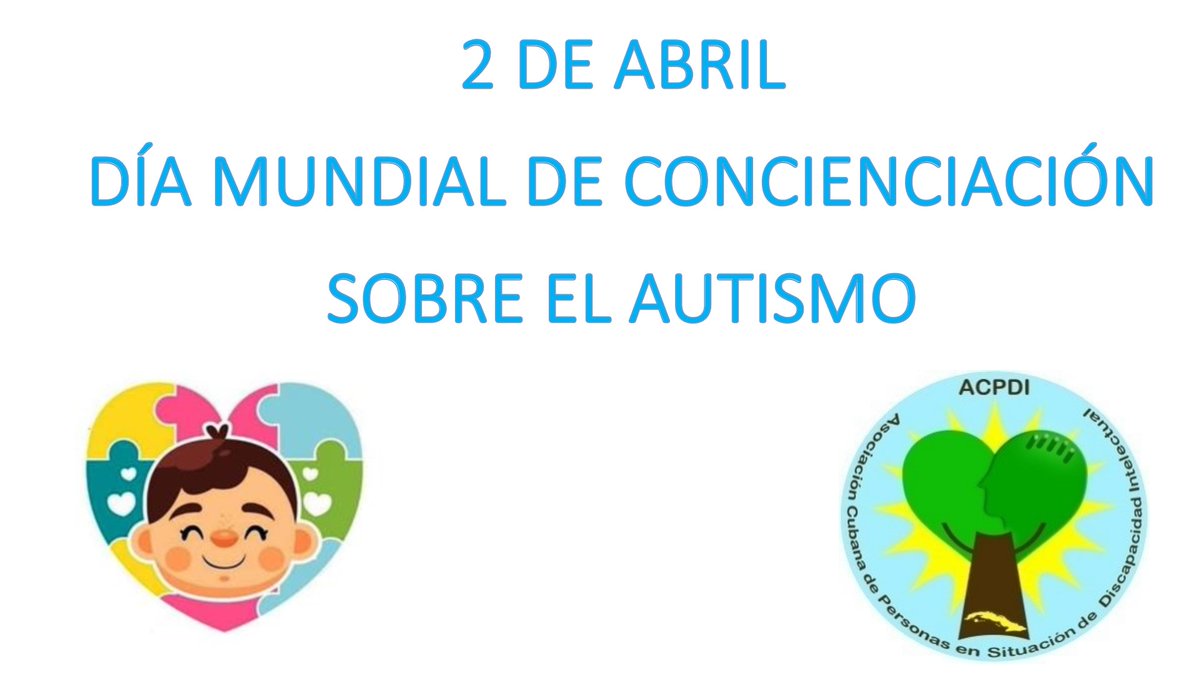 Naciones Unidas instauró el 2 de abril como Día Mundial de Concienciación sobre el Autismo, una fecha para visualizar a las personas con trastorno del espectro del autismo (TEA) y sus familias y promover el ejercicio afectivo de sus derechos.
#ACPDI 🇨🇺
 🩵🩵💙＃IluminaDeAzul 🥰❤️