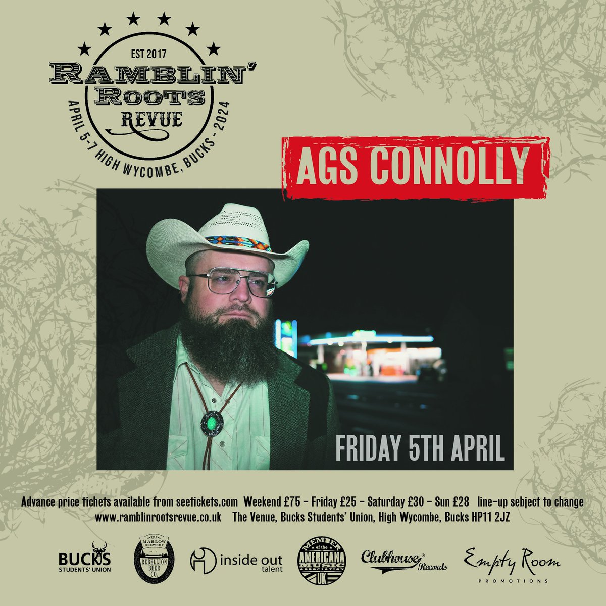 You heard the good man! @ConnollyAgs UK Tour dates this week... THU 4th - WINCHESTER, The Hyde Tavern FRI 5th - HIGH WYCOMBE, The Ramblin' Roots Revue SAT 6th - MOLNDAL (SWE), West Coast Country Festival - WCCF (full band!) More dates over on our website! bpa-live.com/ags-connolly-s…