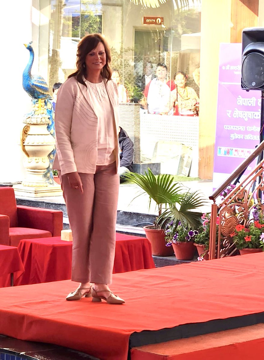 I was proud to join the 7th #FWEAN Trade Expo ramp walk, to showcase 🇳🇵’s world class textiles and designs. 🇦🇺 is pleased to work with @FWEANNepal to promote women entrepreneurs. It was a privilege to model clothes by #Ekadesma crafted in luxurious fabrics from #NepalSilk.