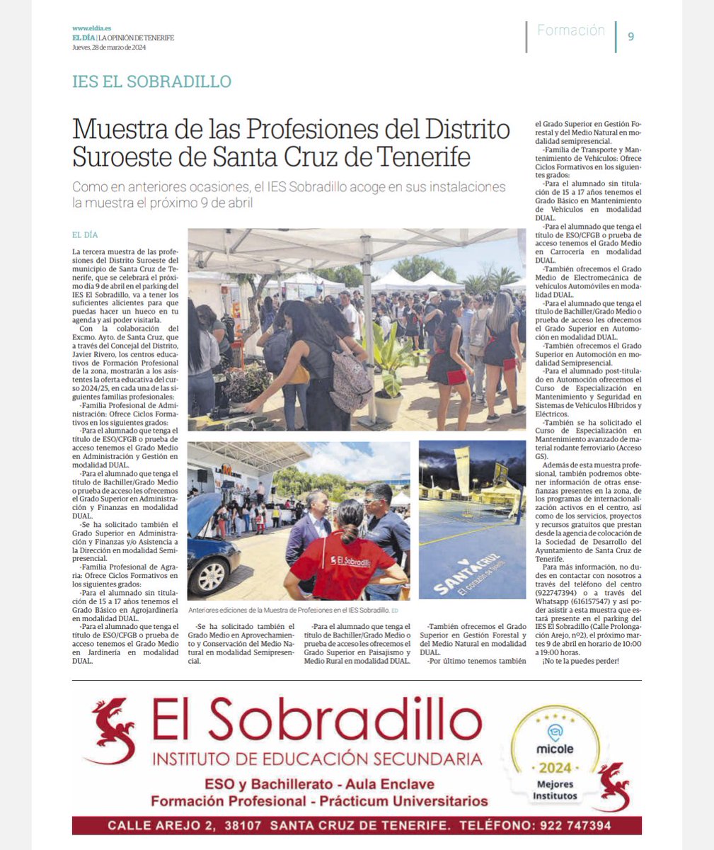 En una semana dará comienzo la III Muestra de Profesiones del Distrito Suroeste. ¡No te la pierdas!
eldia.es/sociedad/2024/…