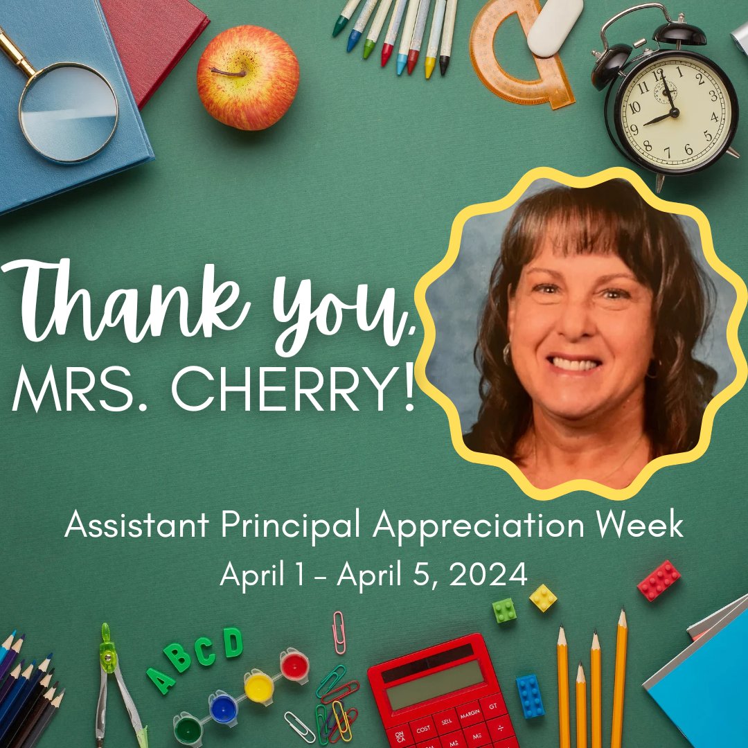 Happy Appreciation Week to our amazing AP, Mrs. Cherry! 🍒 Thank you for your continued support & dedication to  & parents. Your hard work and guidance make our school a better place every day! 🌟 #APWeek24
