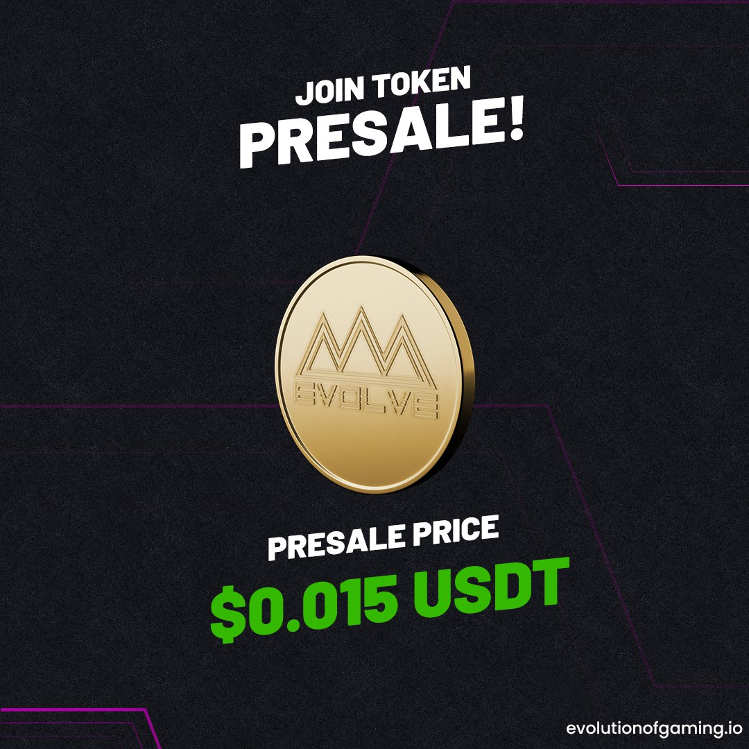 Join the whitelist now! Limited space left!

400% PRE-SALE DISCOUNT🚀
t.me/EVOLVE_Token_W…

#Crypto 
#CryptoCommunity 
#CryptoNews 
#Cryptocurency 
#Presale
#ICO