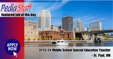 PediaStaffJobs's tweet photo. Hot Job! SY23-24 Middle School Special Education Teacher – St. Paul, MN https://t.co/M1k97M0swg https://t.co/LIQKbjSOB7