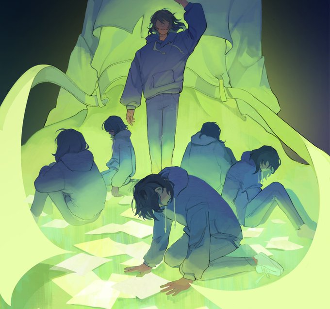 「blue hoodie multiple boys」 illustration images(Latest)