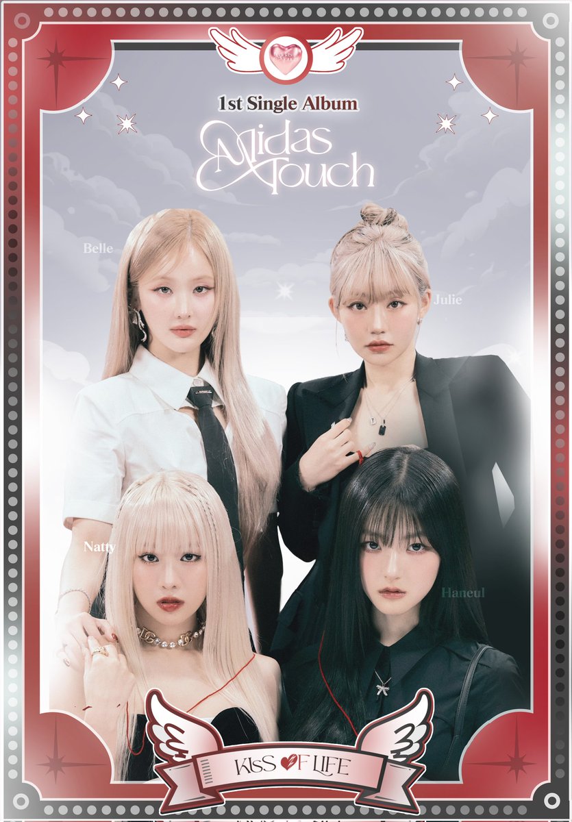KISSIESTALE's tweet image. ⠀
Echoing the whispers of passion and the whispers of dreams, the 1st Single Album of KISS OF LIFE, ‘Midas Touch,’ unveils a symphony of love and hope. Like a delicate dance between elegance and the piercing of hearts, we unveil a masterpiece ever more extraordinary.
⠀